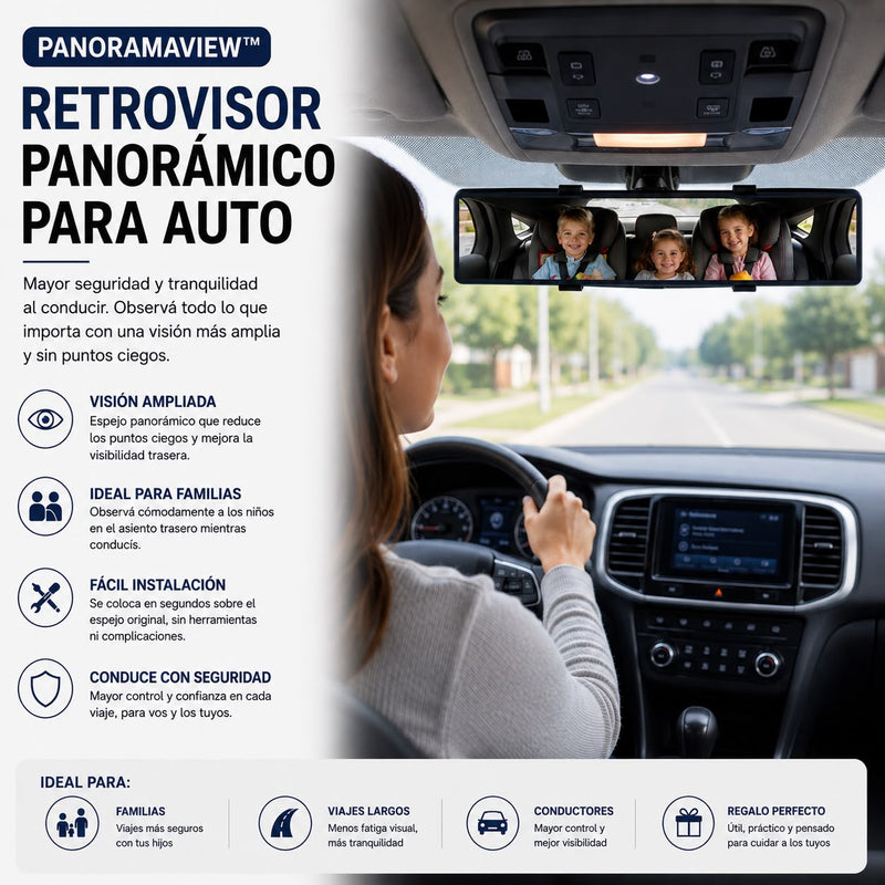 PanoramaView™ | Espejo Retrovisor Panorámico de Visión Amplia