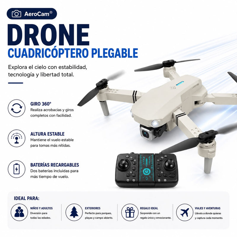 AeroCam® – Drone con Cámara 4 Hélices - Blanco