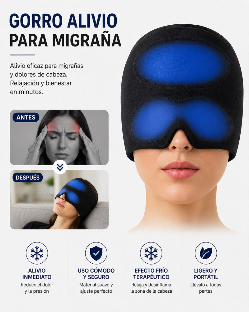 MigraCool™ Pro Gorro Terapéutico de Frío para Migraña y Dolor de Cabeza