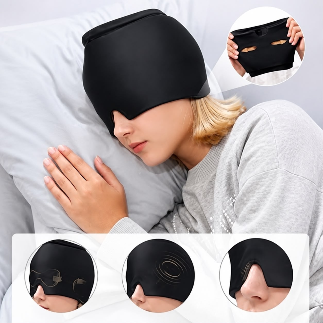 MigraCool™ Pro Gorro Terapéutico de Frío para Migraña y Dolor de Cabeza