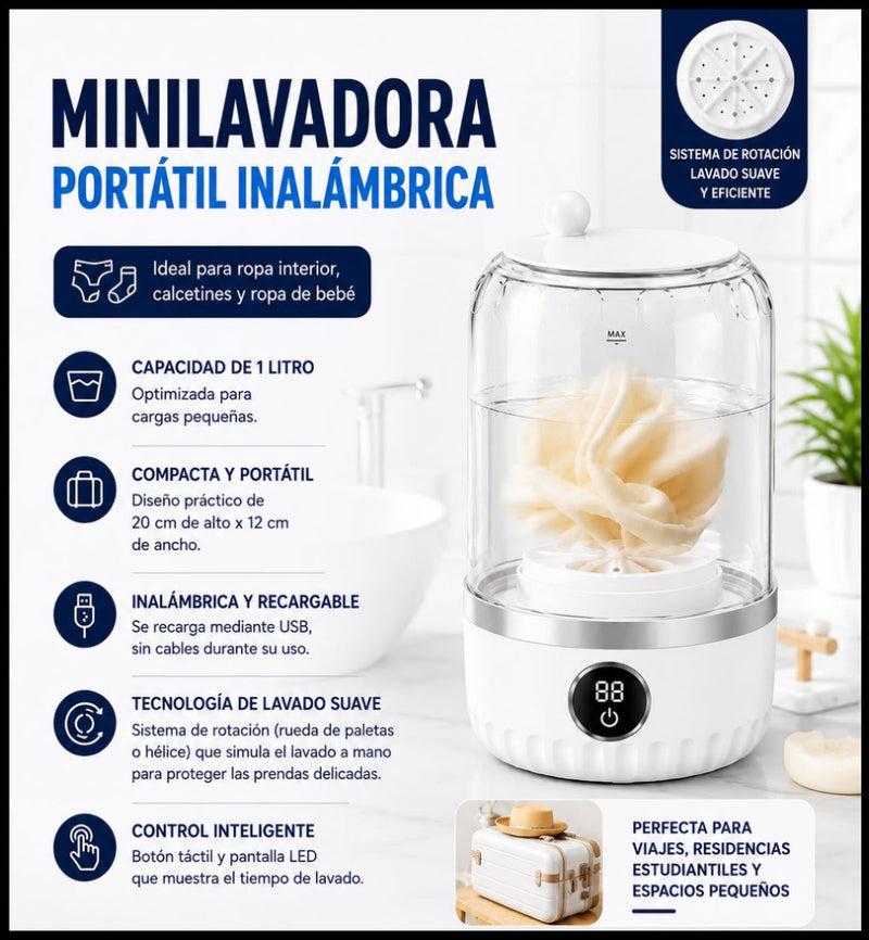 MiniLavadora™ Smart Portátil Inalámbrica