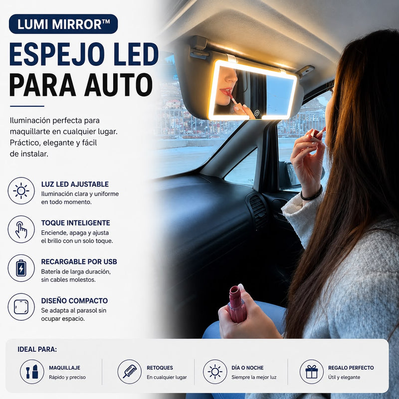 LumiVisor™ | Espejo LED Premium para Maquillaje en Auto