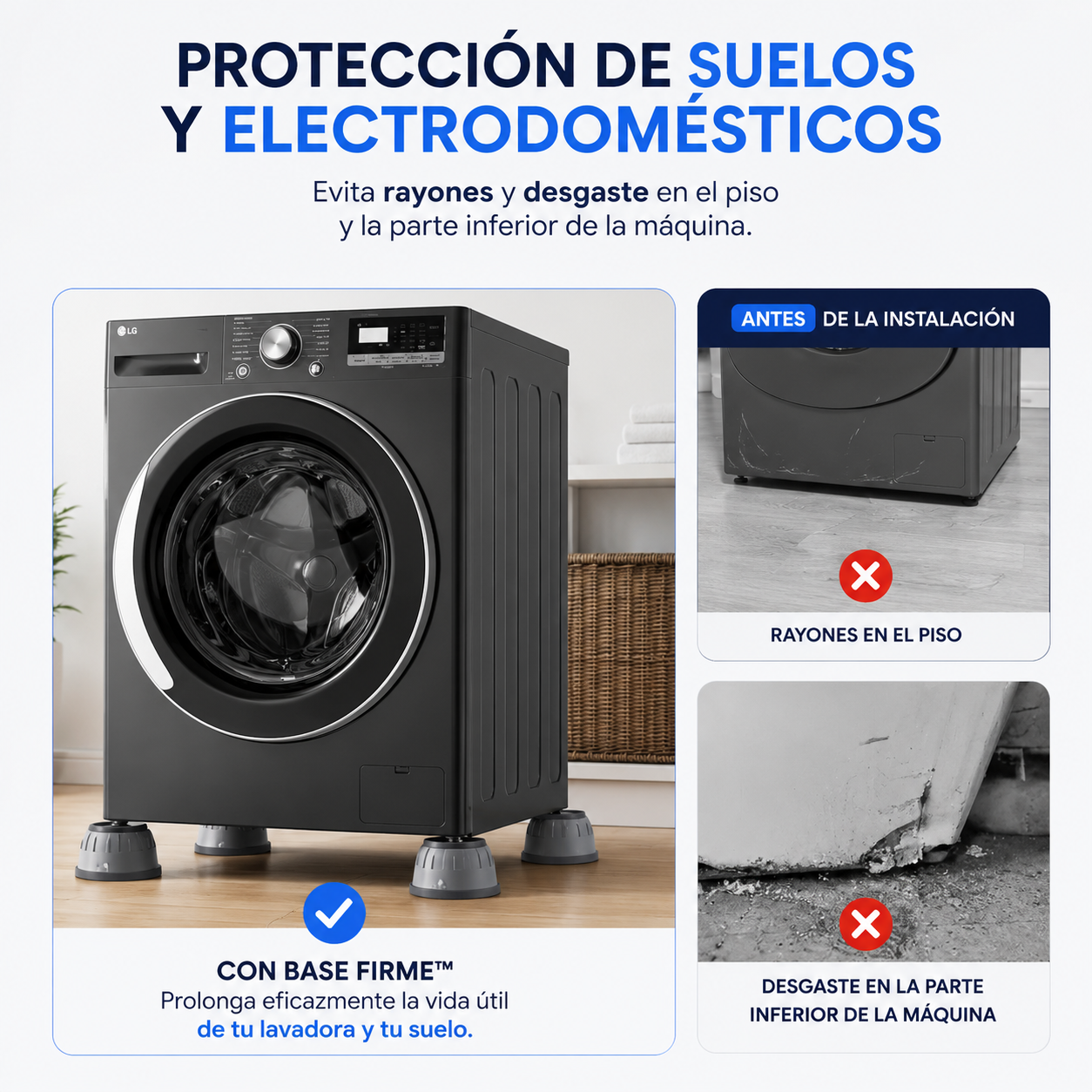 Base Firme™ | Elevador Antivibración para Lavarropas